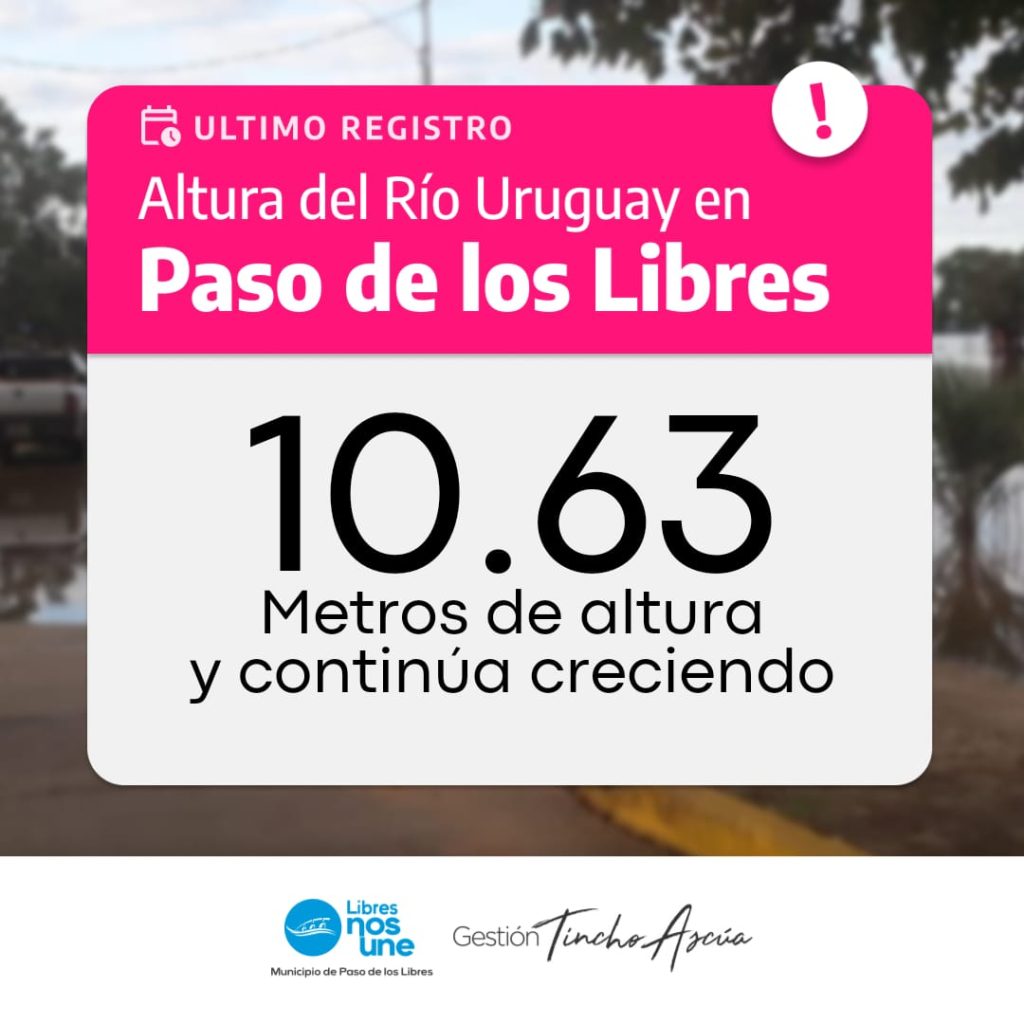  El río Uruguay en Paso de los Libres alcanzó los 10.63 metros