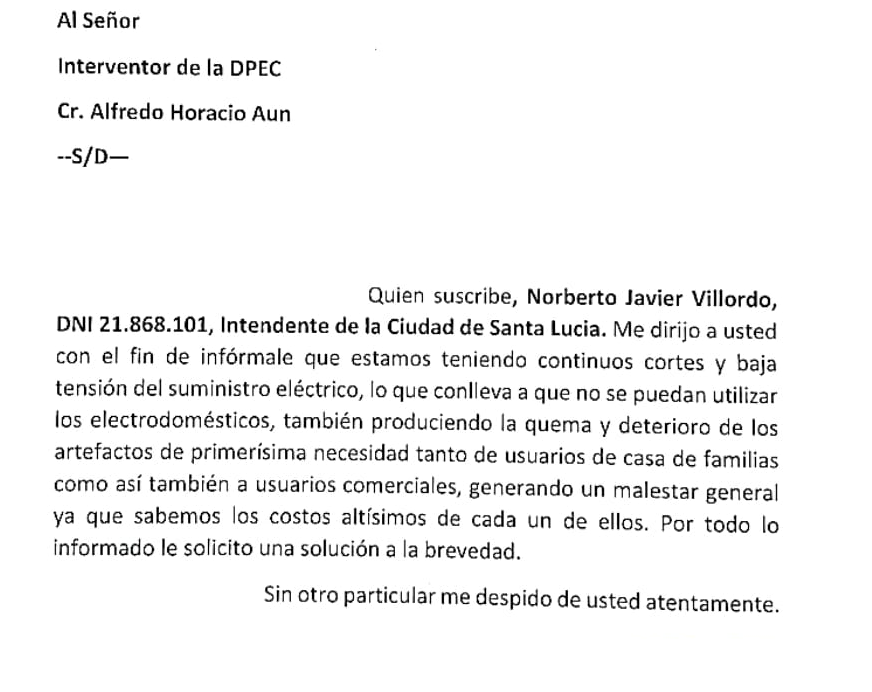 reclamos DPEC Santa Lucía